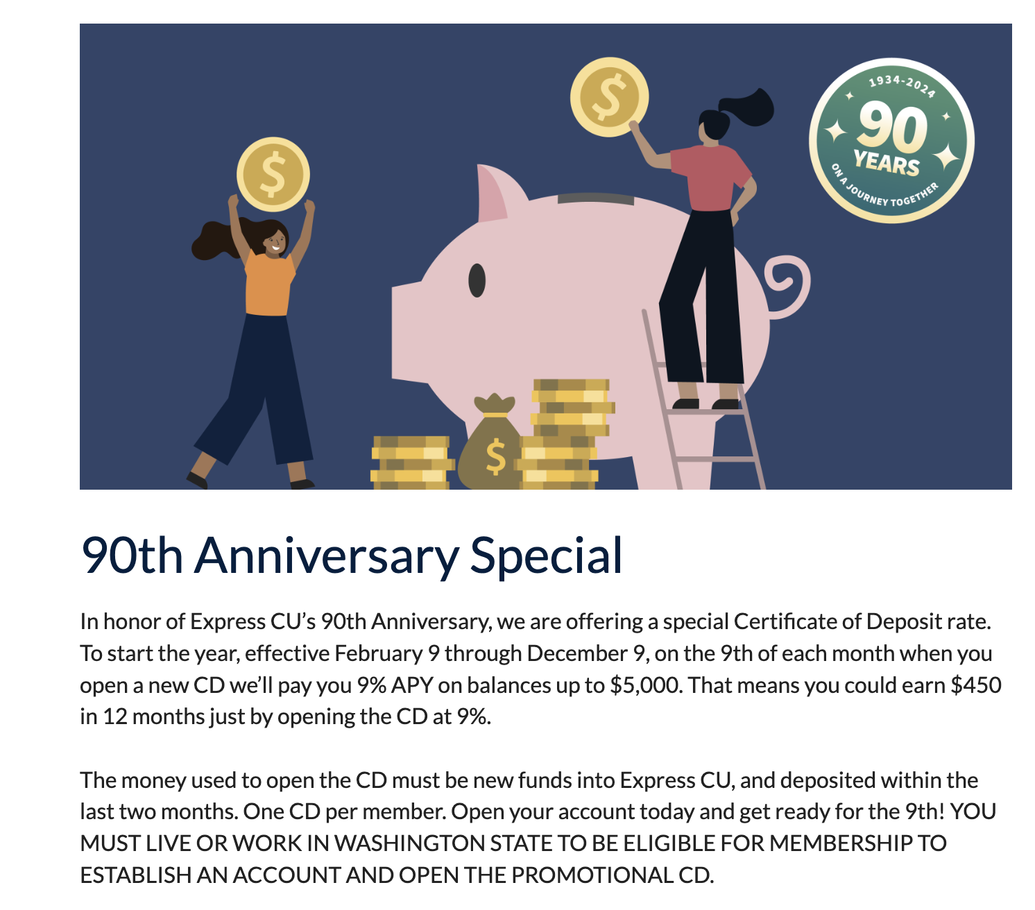 [WA] Express Credit Union 9% CD On Up To $5,000 – Doctor Of Credit